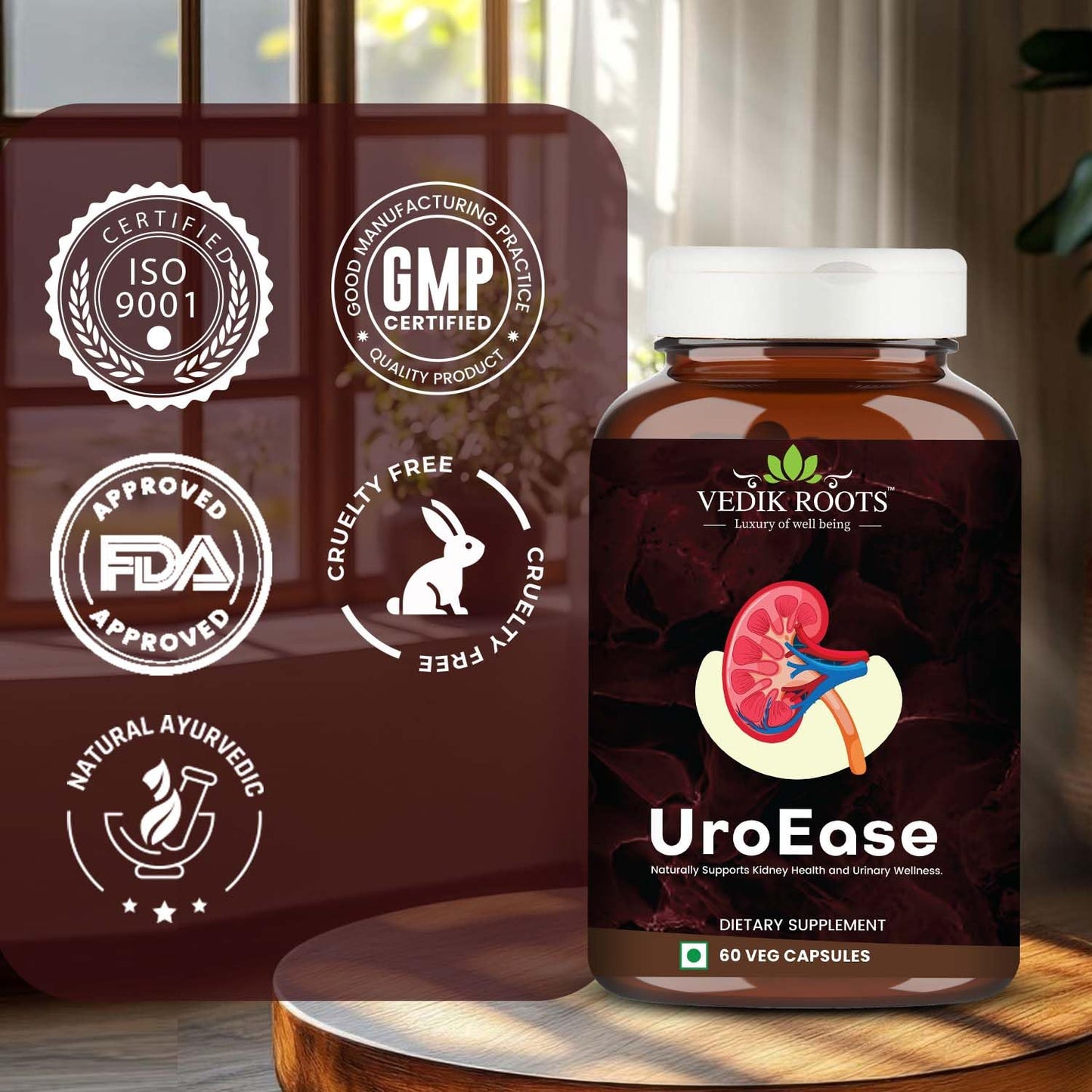VEDIKROOTS UroEase 60 Capsules