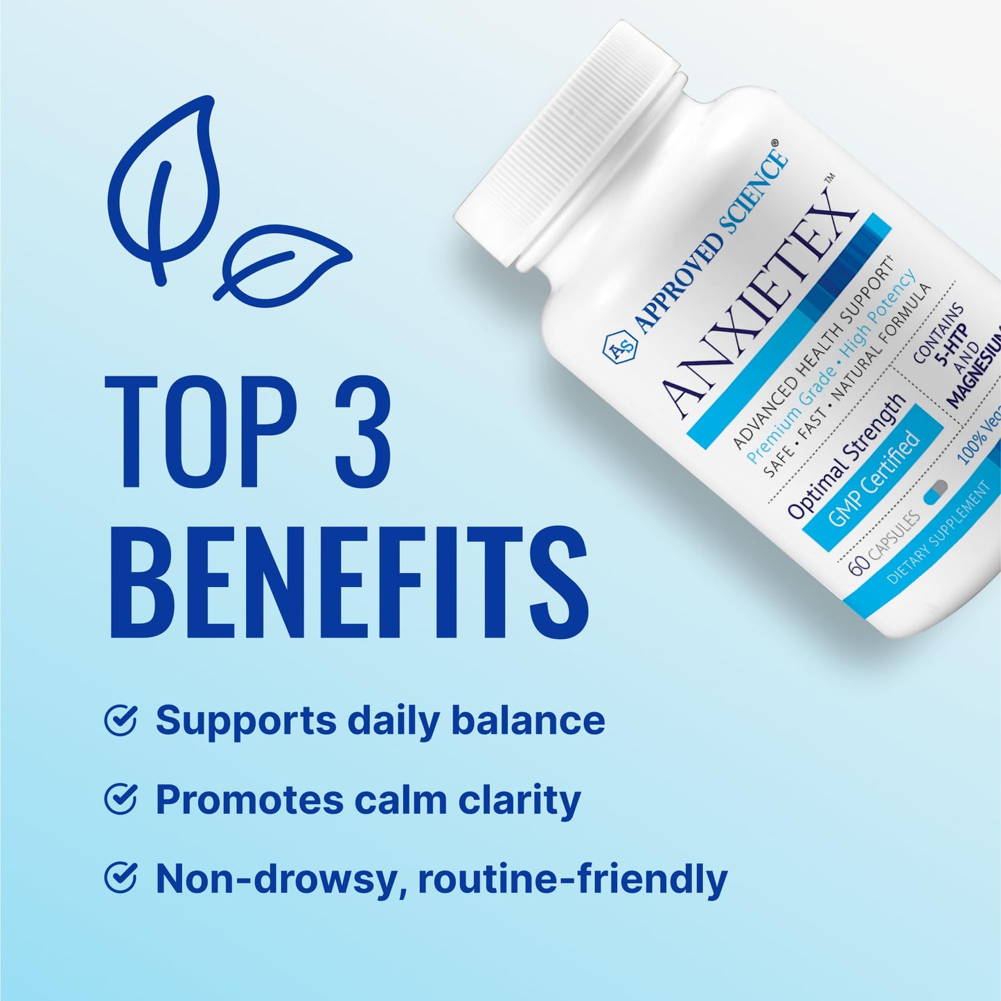 Approved Science Anxietex - Calm and Relaxation - L-Theanine and Magnesium Capsules, 180