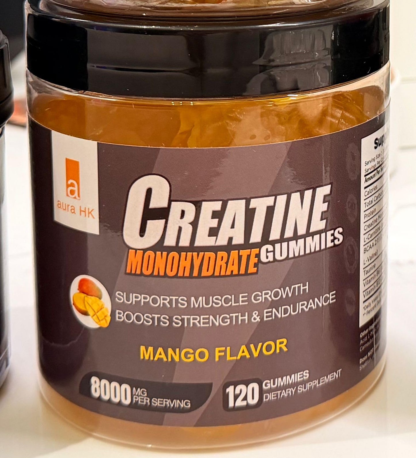 aura HK Creatine Monohydrate Gummies 5000mg, 120 Count