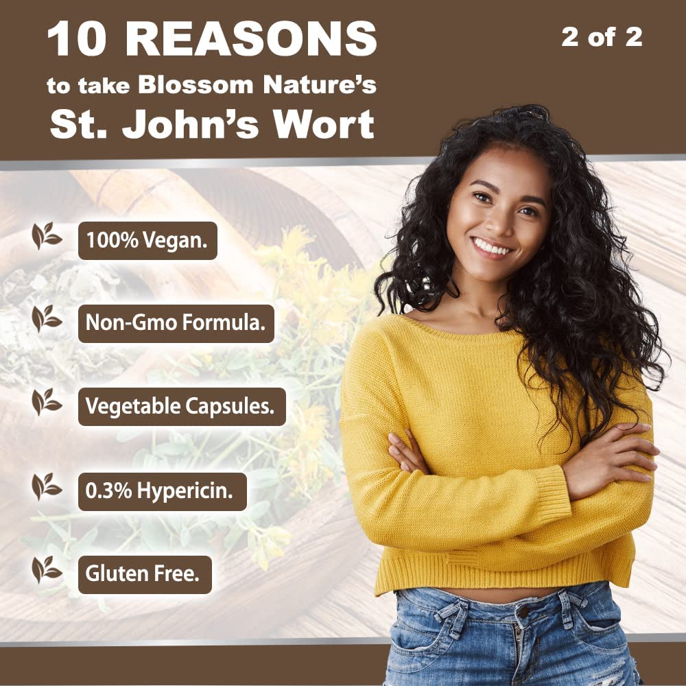 Blossom Nature St. John's Wort 900mg Mood Support Supplement Capsule, 120 Capsules