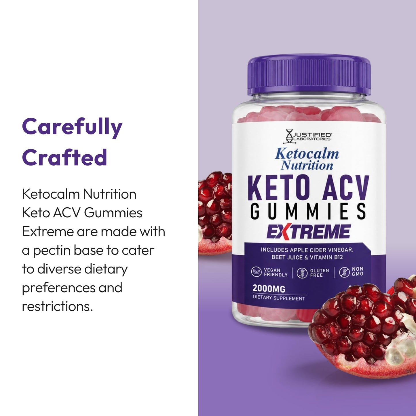 Justified Laboratories Ketocalm Nutrition Keto ACV Gummies Extreme, 300 Gummies