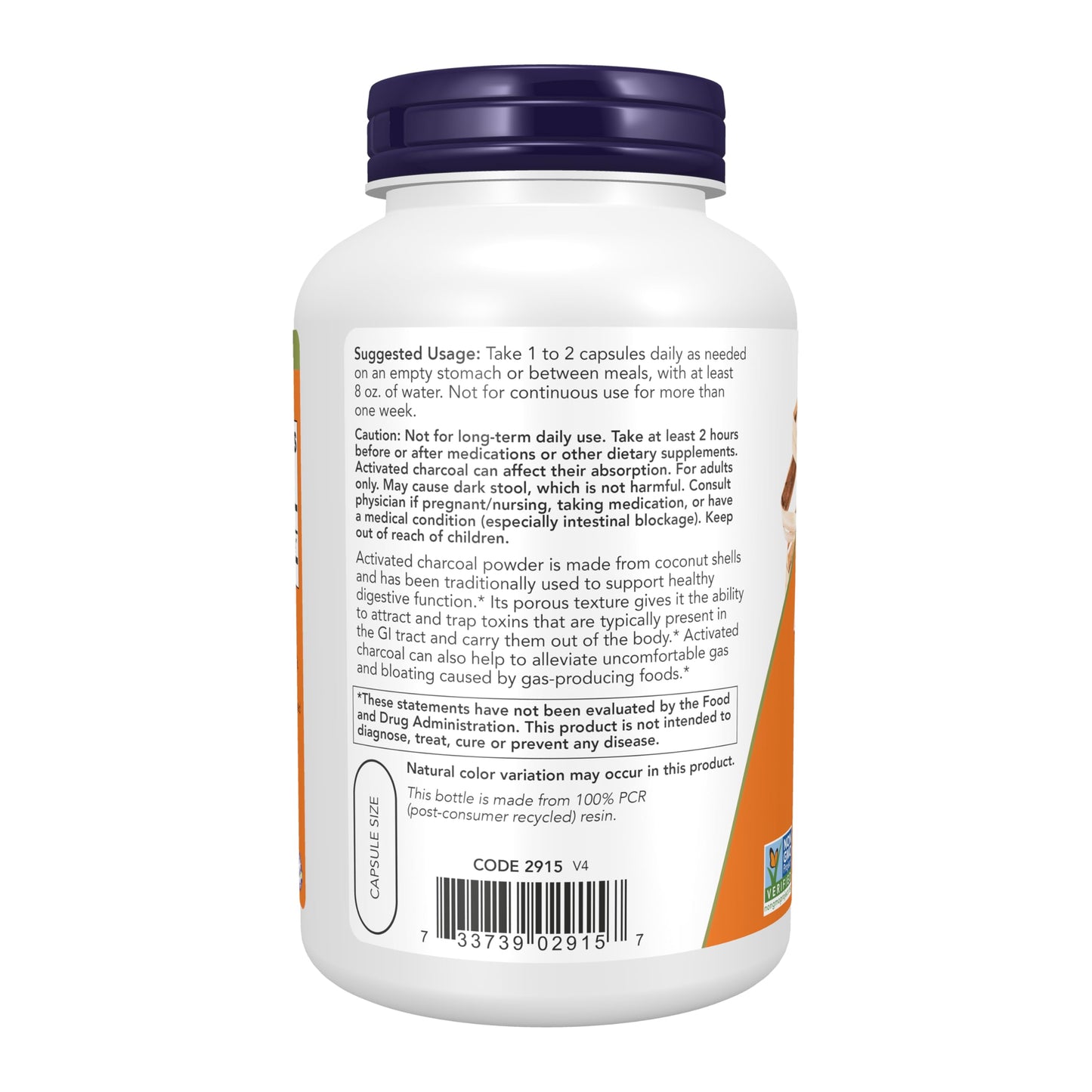 NOW Foods Activated Charcoal Veg Capsules, 200 Count