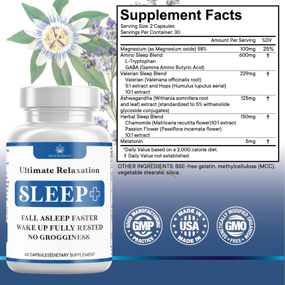 Health Heals Relaxation Sleep Aid Capsule, 60 Count