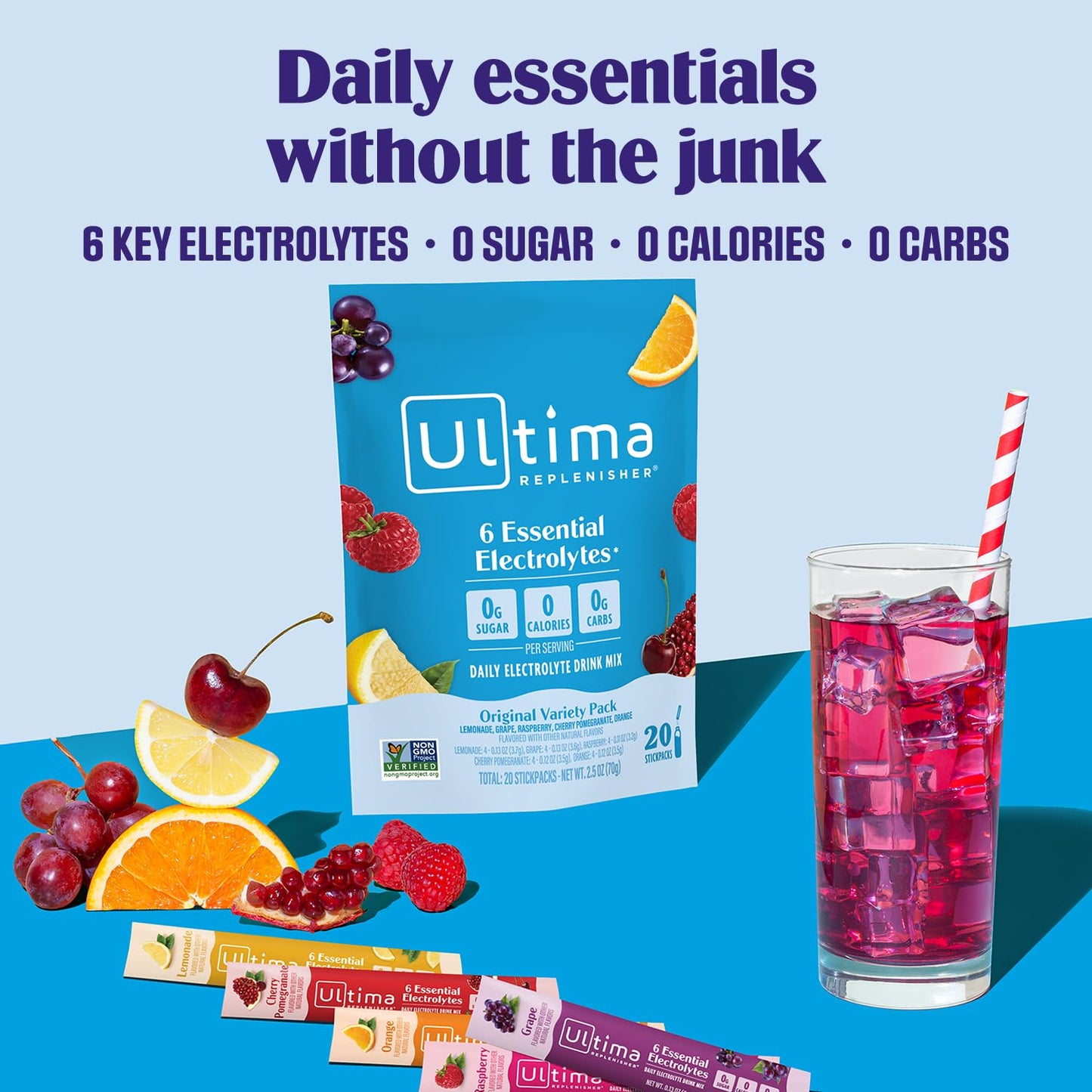 Ultima Replenisher Original Variety Electrolyte Packets Powder 20 Count