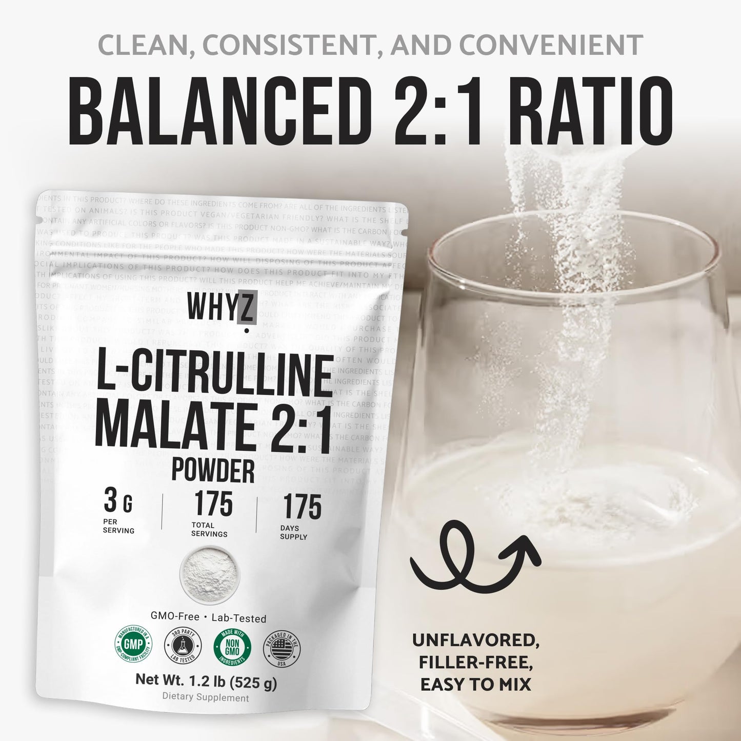 WHYZ L-Citrulline Malate 2:1 Powder 18.5 oz