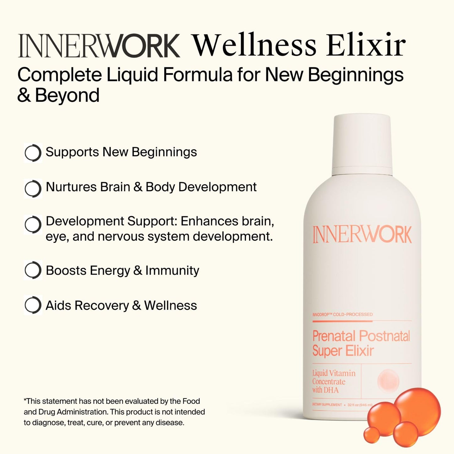 Innerwork Prenatal Multivitamin for Women with DHA, Folate, Choline & B Complex Gummy 120 Count