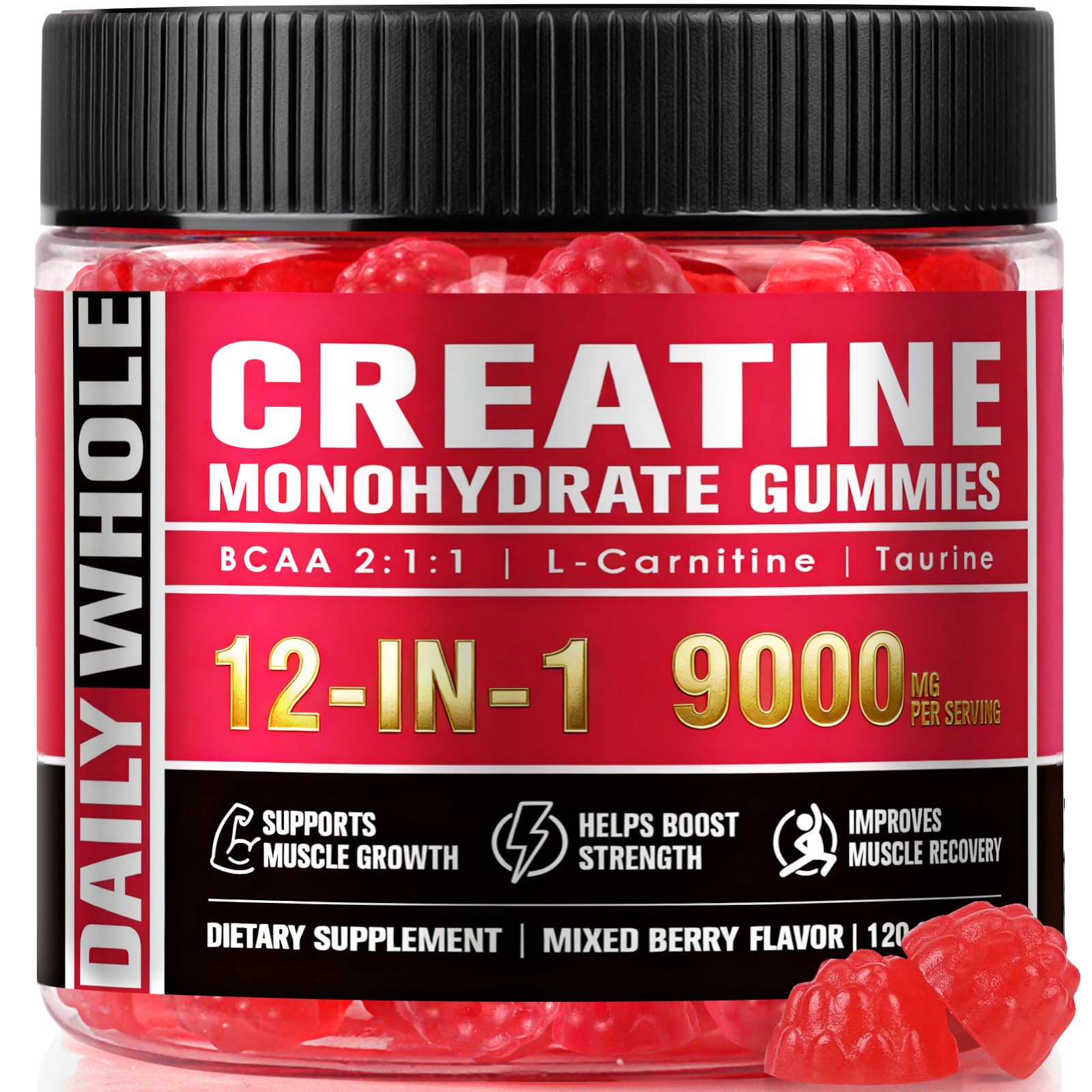 DailyWhole Organics Creatine Monohydrate Gummies Complex 9000mg Gummy 120