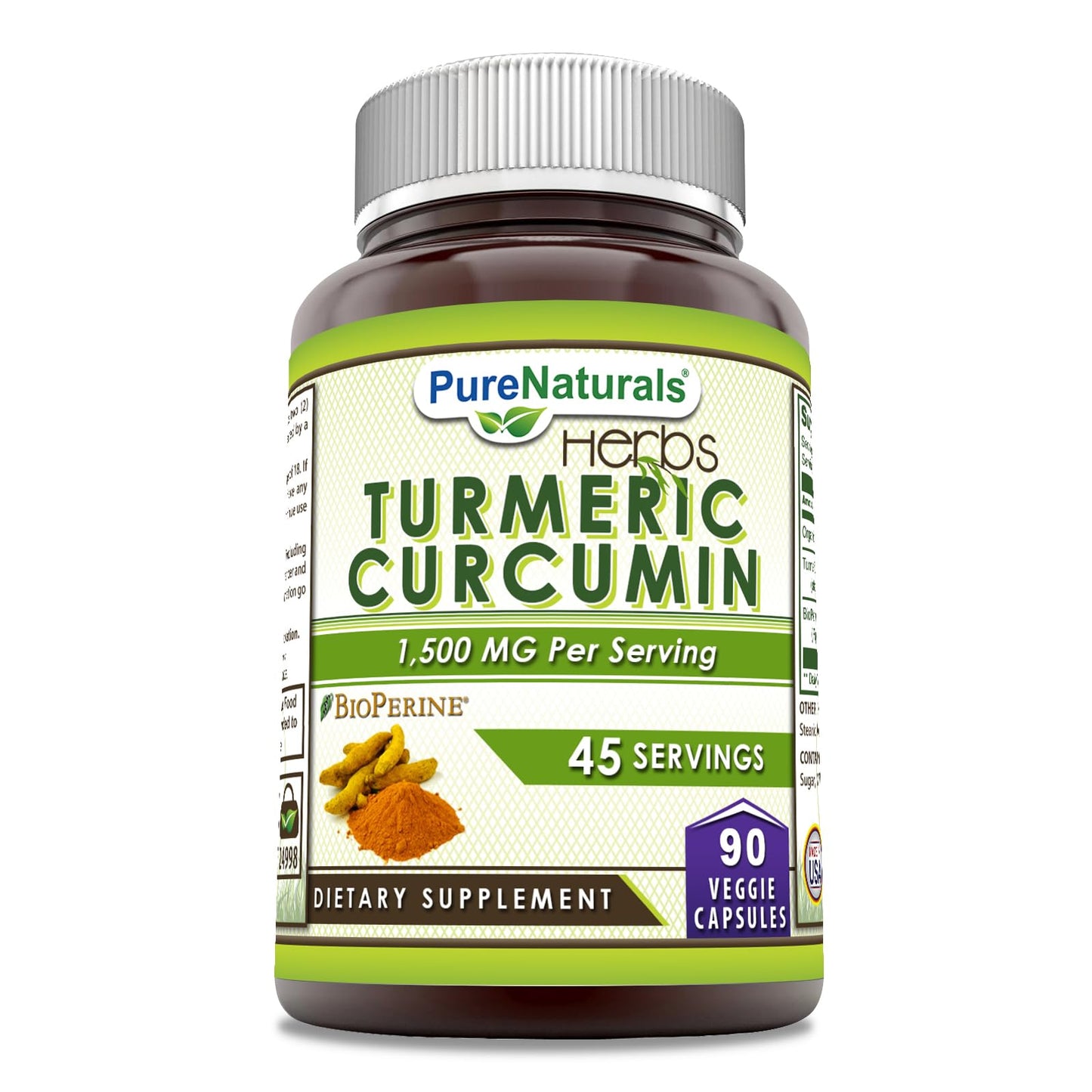 Pure Naturals Turmeric Curcumin with Bioperine 2250 mg Capsules, 90 Count