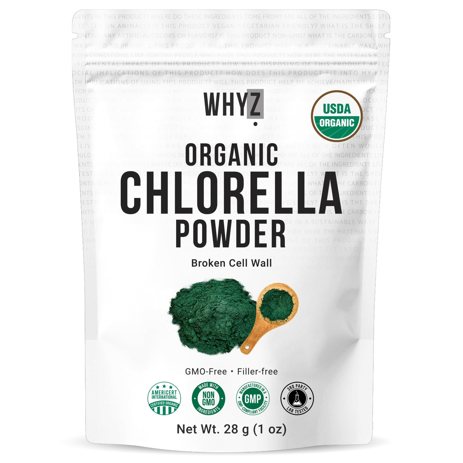 WHYZ Organic Chlorella Powder, 1 Ounce
