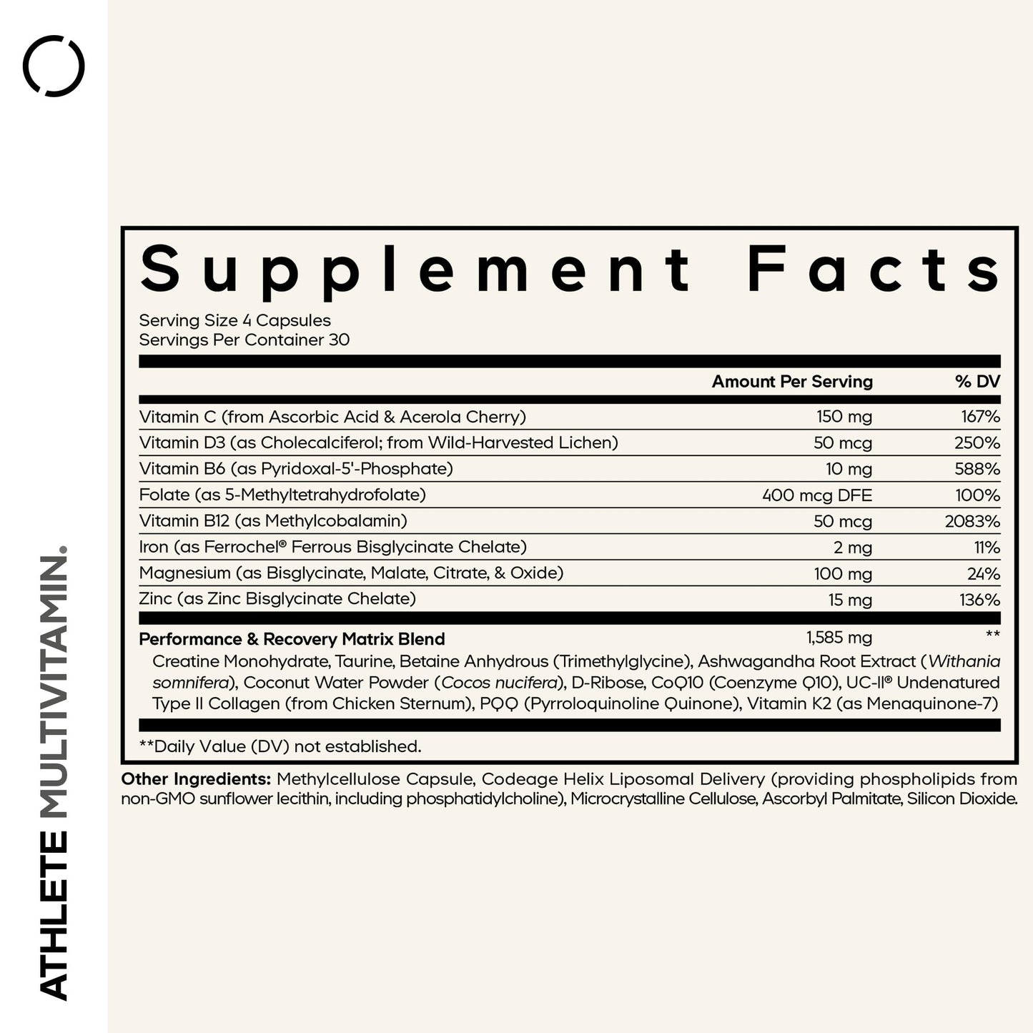 Codeage Athlete Multivitamin with Creatine, Electrolytes, CoQ10 Capsules, 120 Count