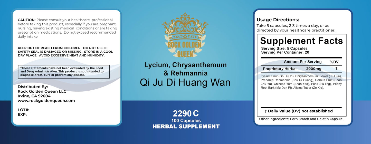 Rock Golden Queen Qi Ju Di Huang Wan/Lycium, Chrysanthemum & Rehmannia Decoction, 100 Capsules