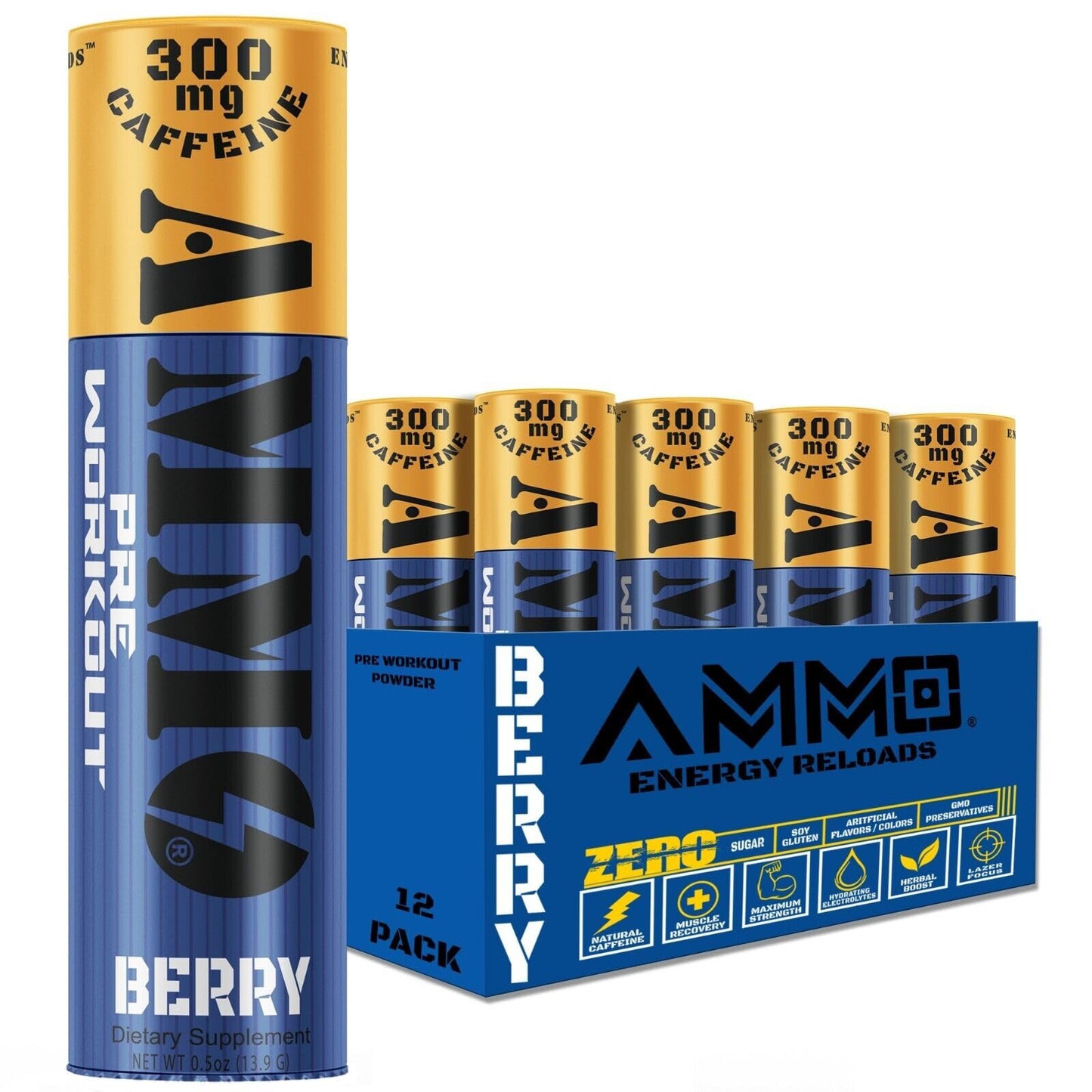 AMMO Pre Workout Berry Powder 96 Servings