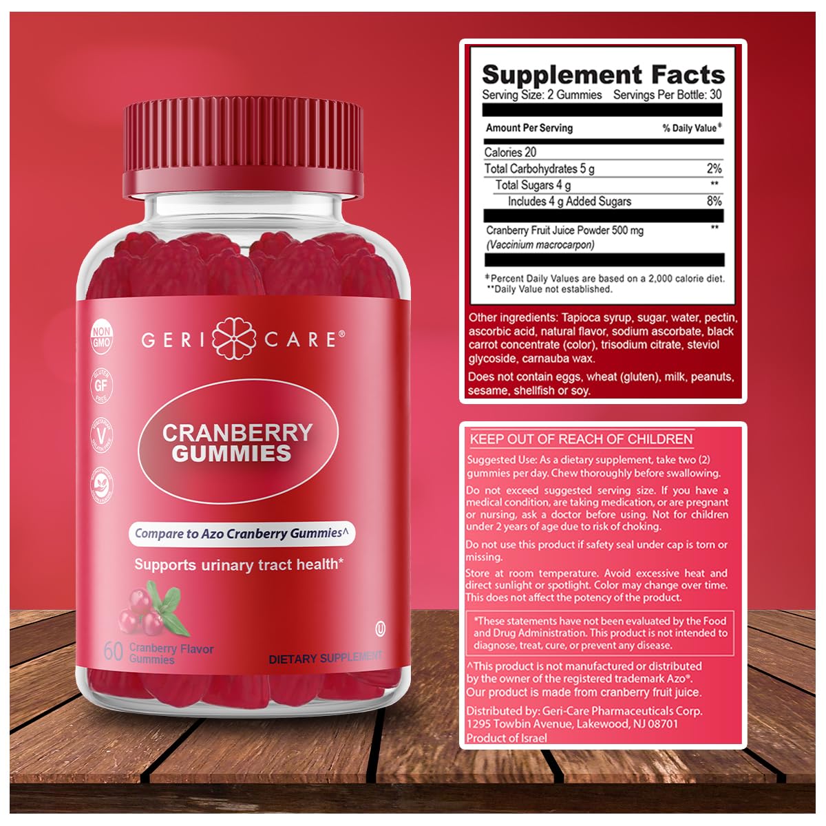 GeriCare Cranberry Gummies 60 Count