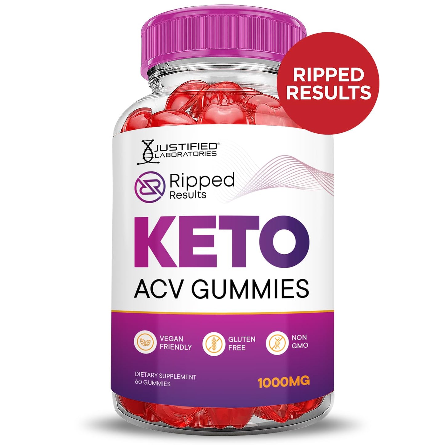 Justified Laboratories Ripped Results Keto ACV Gummies 600 Gummies