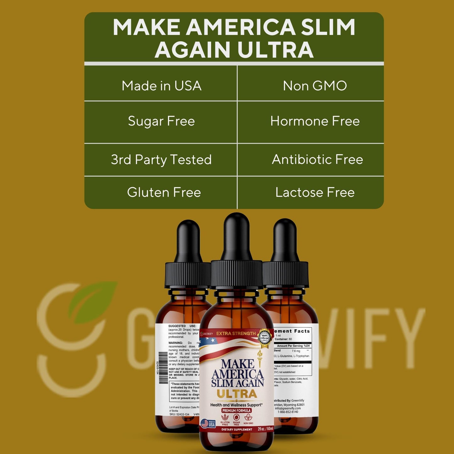 GREENVIFY Make America Slim Again Ultra Extra Strength Dietary Supplement, 60 Capsules