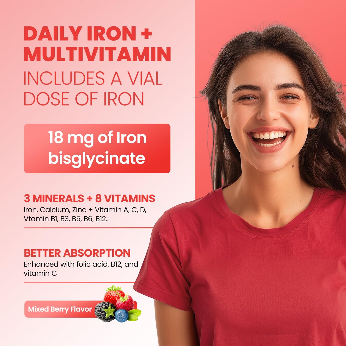 GZ HAOYUAN Iron Gummies with Multivitamin Gummies 60