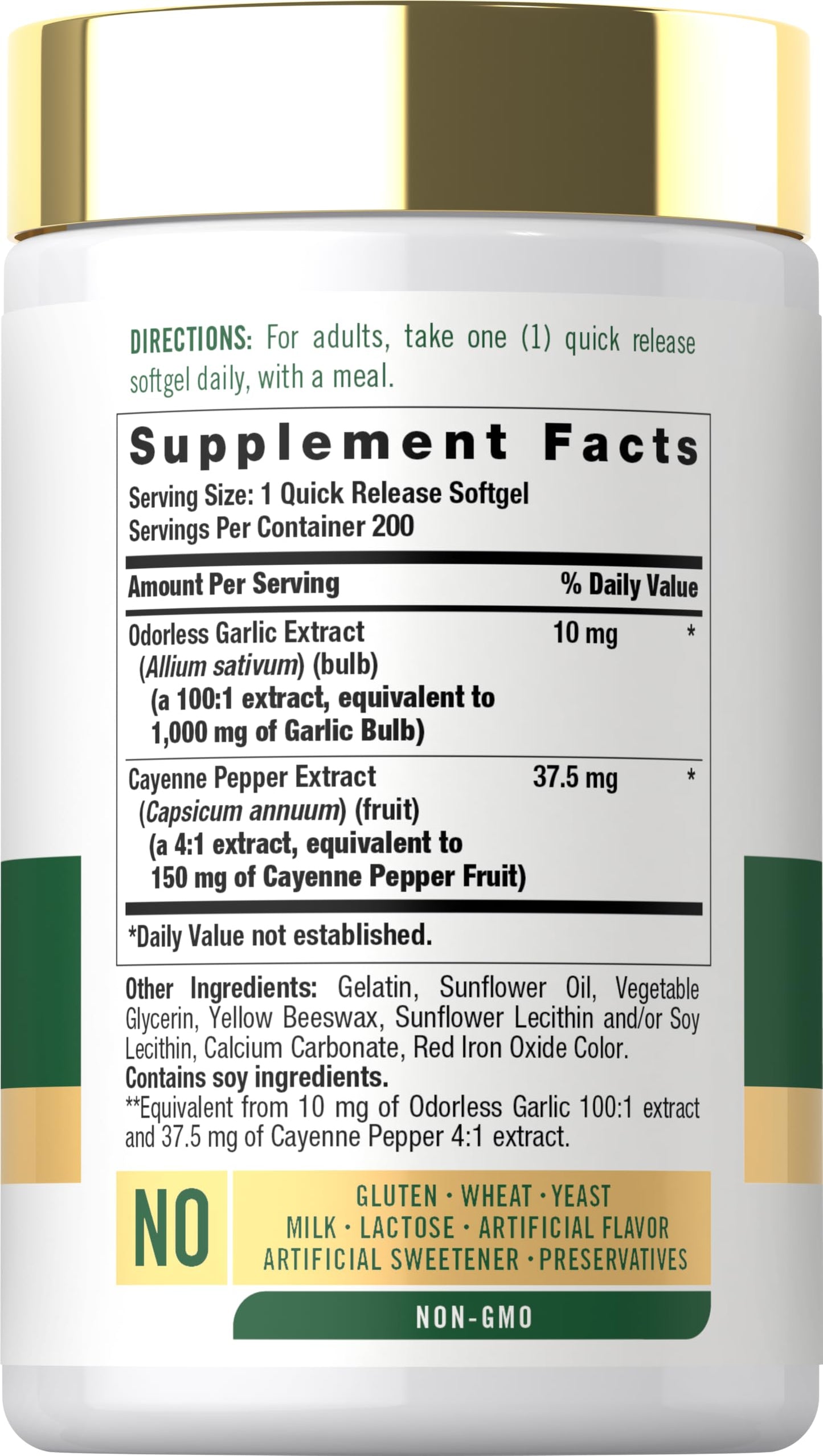 Carlyle Odorless Garlic and Cayenne Supplement Softgels 200