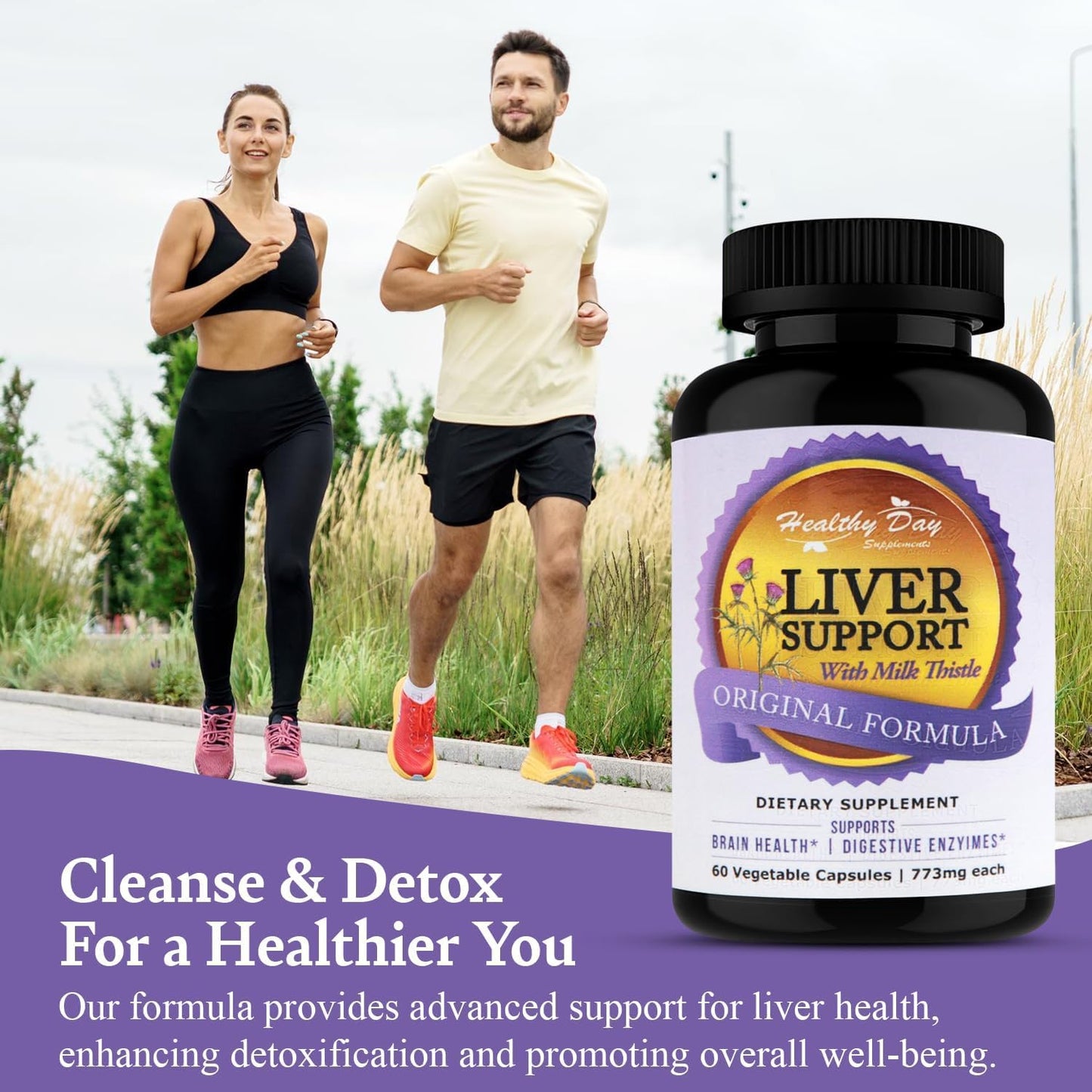 Healthy Day Supplements Liver Detox Cleanse & Repair Supports Brain Health & Digestive Enzymes 60 Capsules