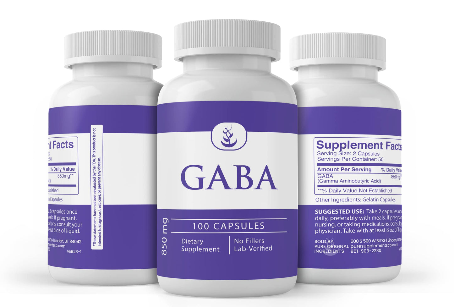 Pure Original Ingredients GABA Capsule 100 Count