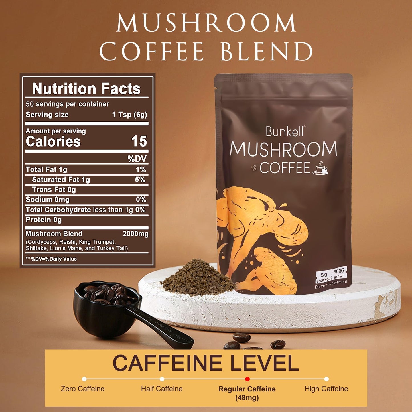 Bunkell Mushroom Coffee Powder 10.58 oz