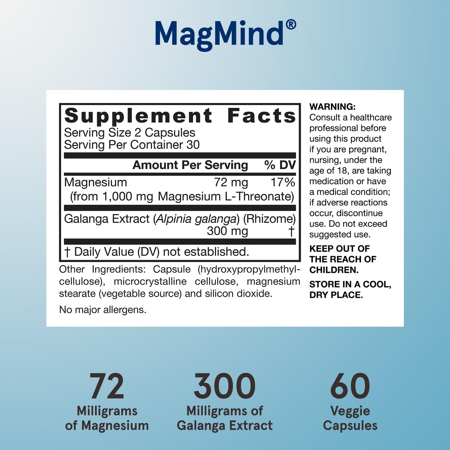 Jarrow Formulas Magnesium L-Threonate Brain Supplements, Productivity, 60 Capsules