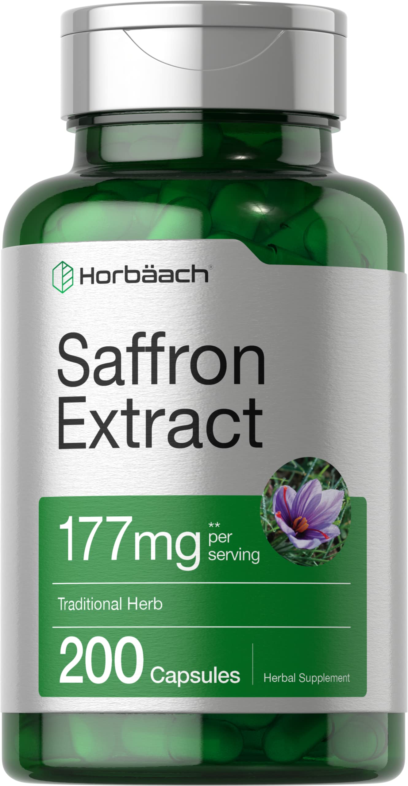 Horbäach Saffron Extract Supplement Capsules 200