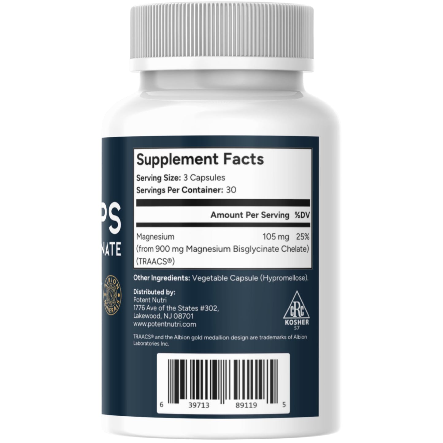 Potent Nutri Magnesium Glycinate Capsules 90 Count