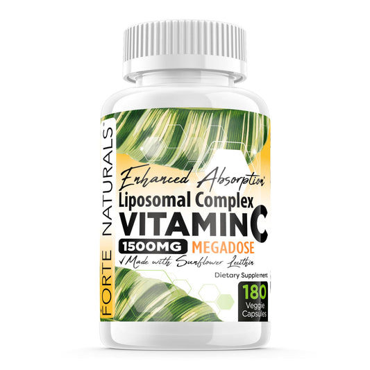 FORTE NATURALS High Dose Vitamin C 1500mg Liposomal C Complex with Sunflower Lecithin, 180 Capsules