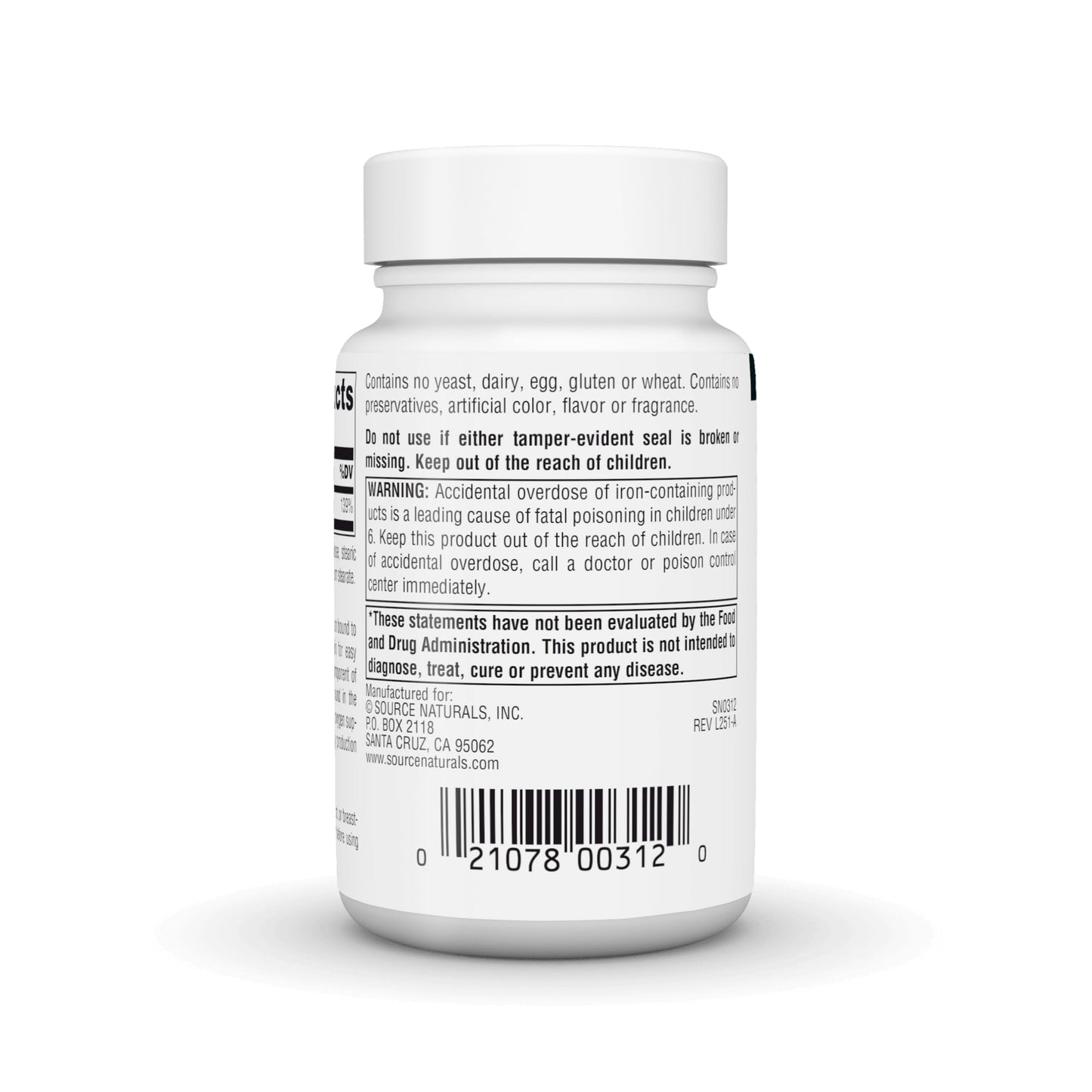 Source Naturals Iron, Amino Acid Chelate 25mg 100 Tablets