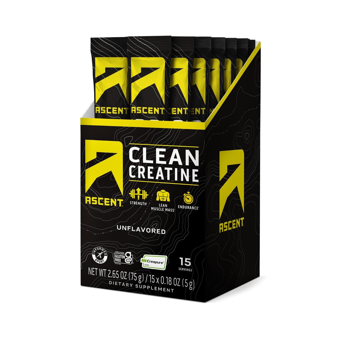 Ascent Clean Creatine Monohydrate Powder Unflavored 15 Servings