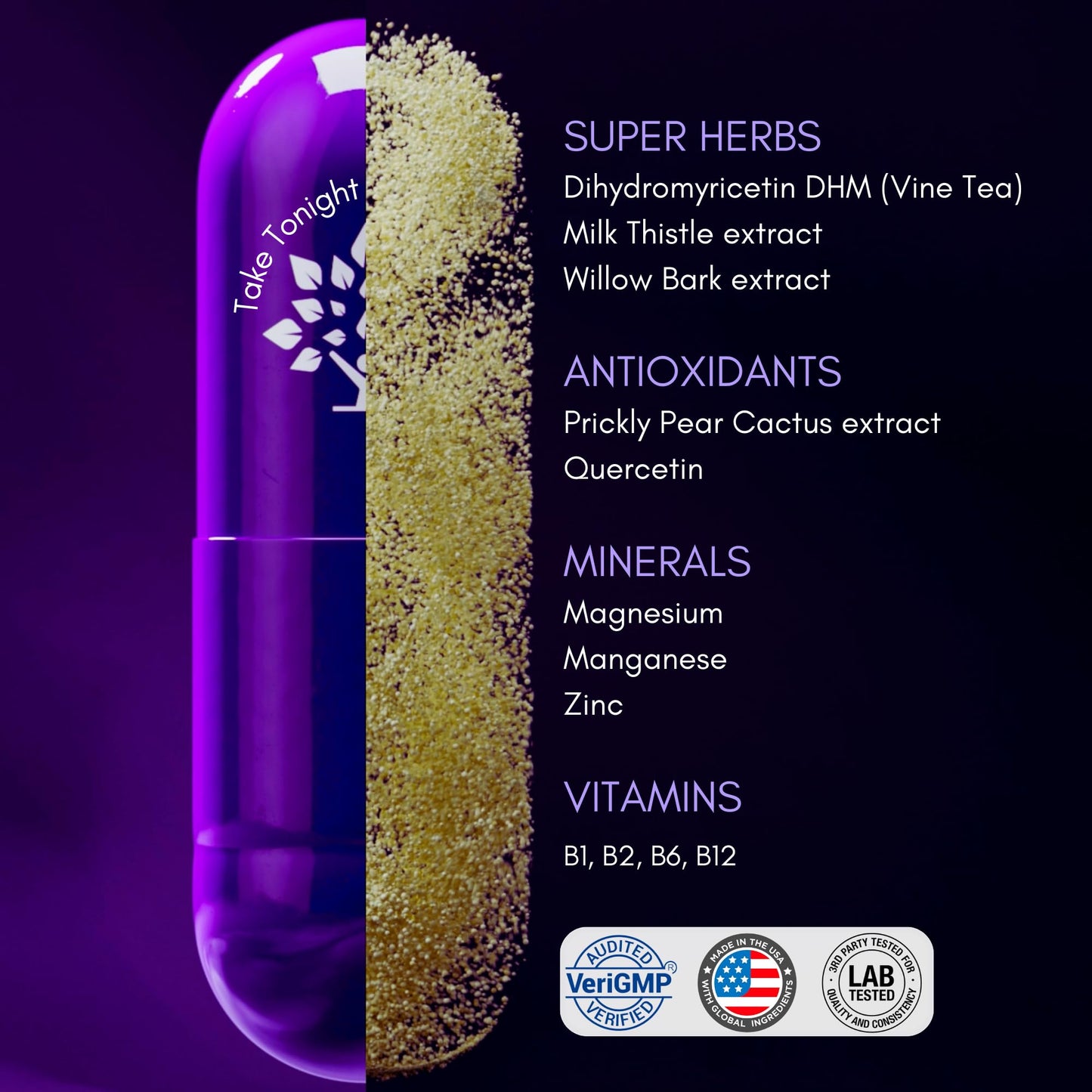 Purple Tree Post-Celebration Wellness Liver Support, Hydration & Replenisher Capsules, 40 Count