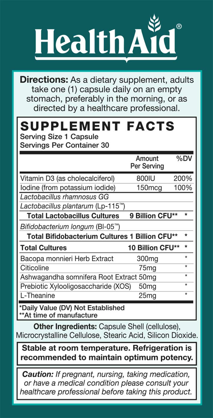 HealthAid FocusProbio for Adults Gut-Brain Support Probiotic Tablet, 60 Count