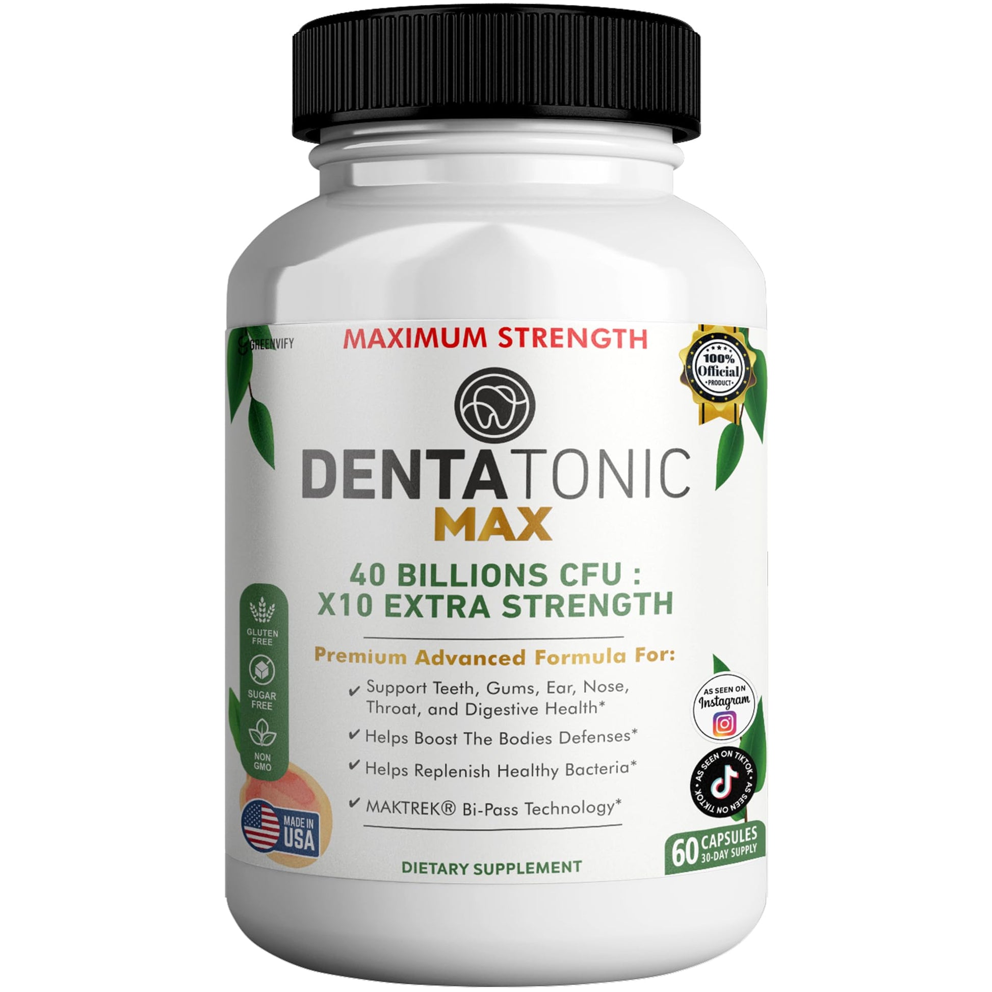 GREENVIFY Denta Tonic Max Probiotic Supplement Capsules, 60 Capsules