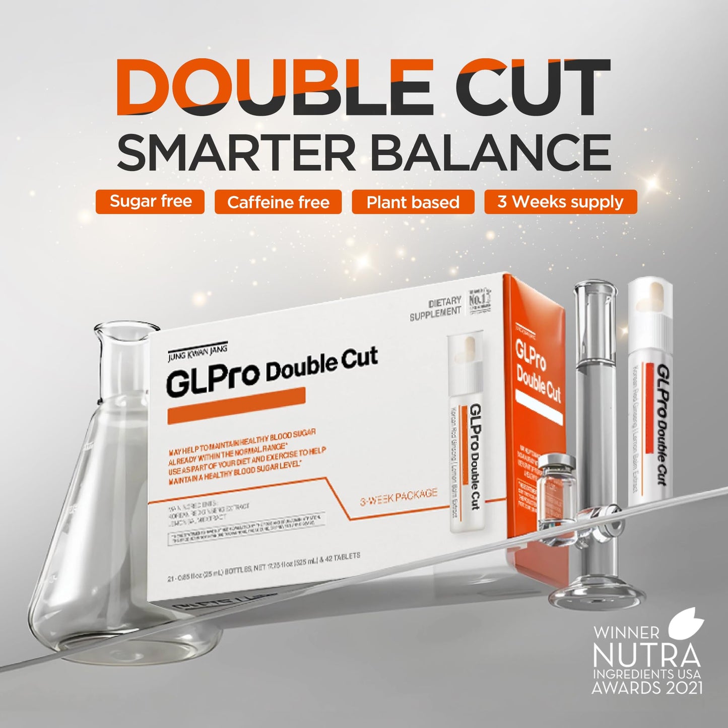 JUNG KWAN JANG GLPro-Double Cut Pre & Post Workout Booster, GLP-1 Support for Men and Women - Korean Red Ginseng & Prebiotics, Liquid and Tablet, 21