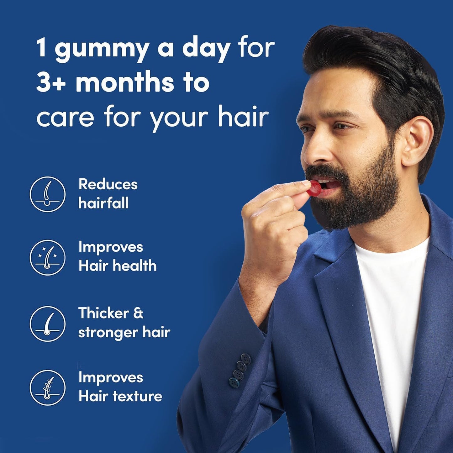Man Matters Biotin Hair Gummies for Men Chewable 60 Count