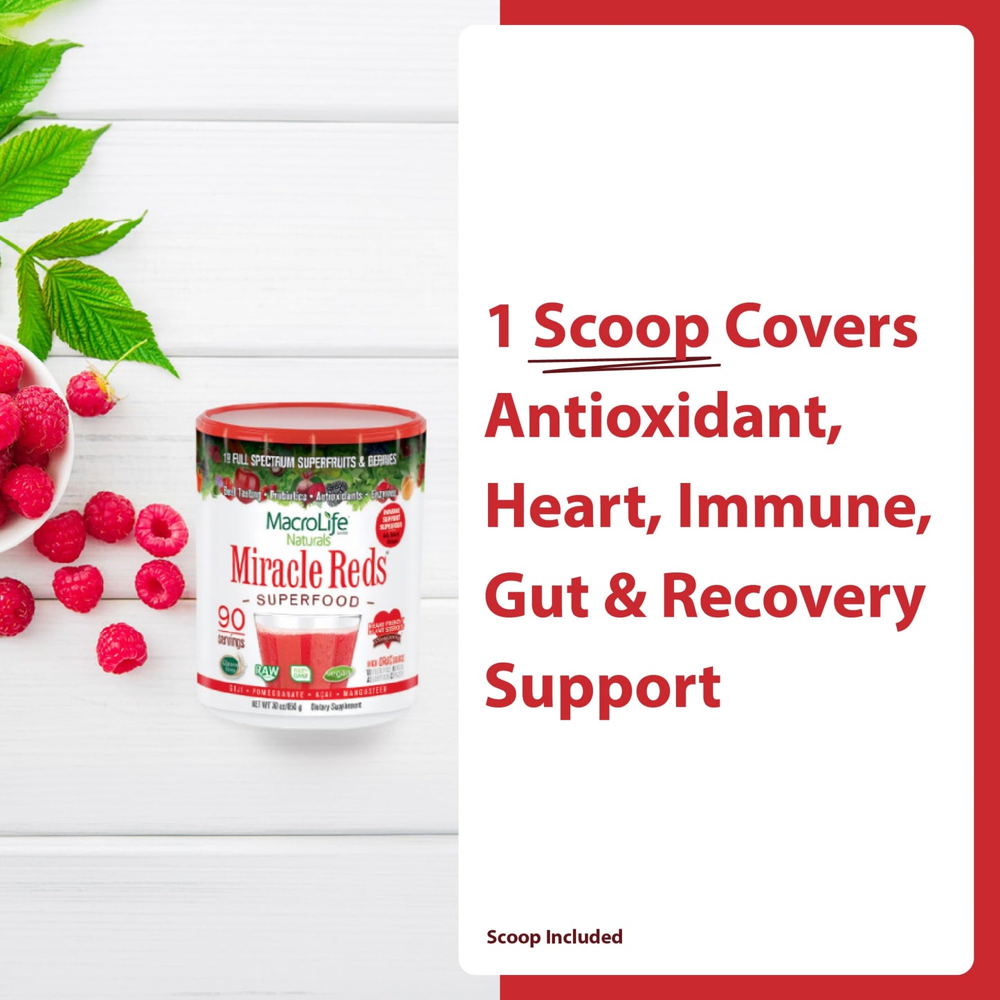 MacroLife Naturals Miracle Reds Powder, 850 g, 90 Servings