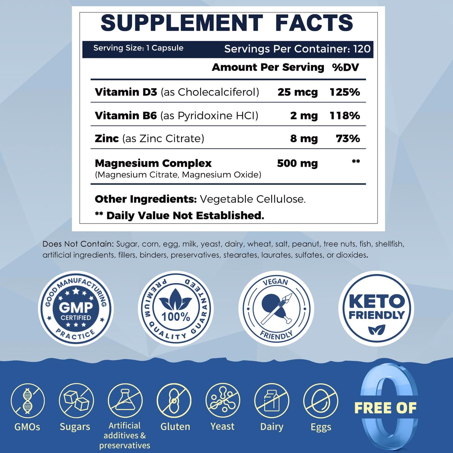 ZEBORA Magnesium Citrate 500mg Capsules, 120 Capsules