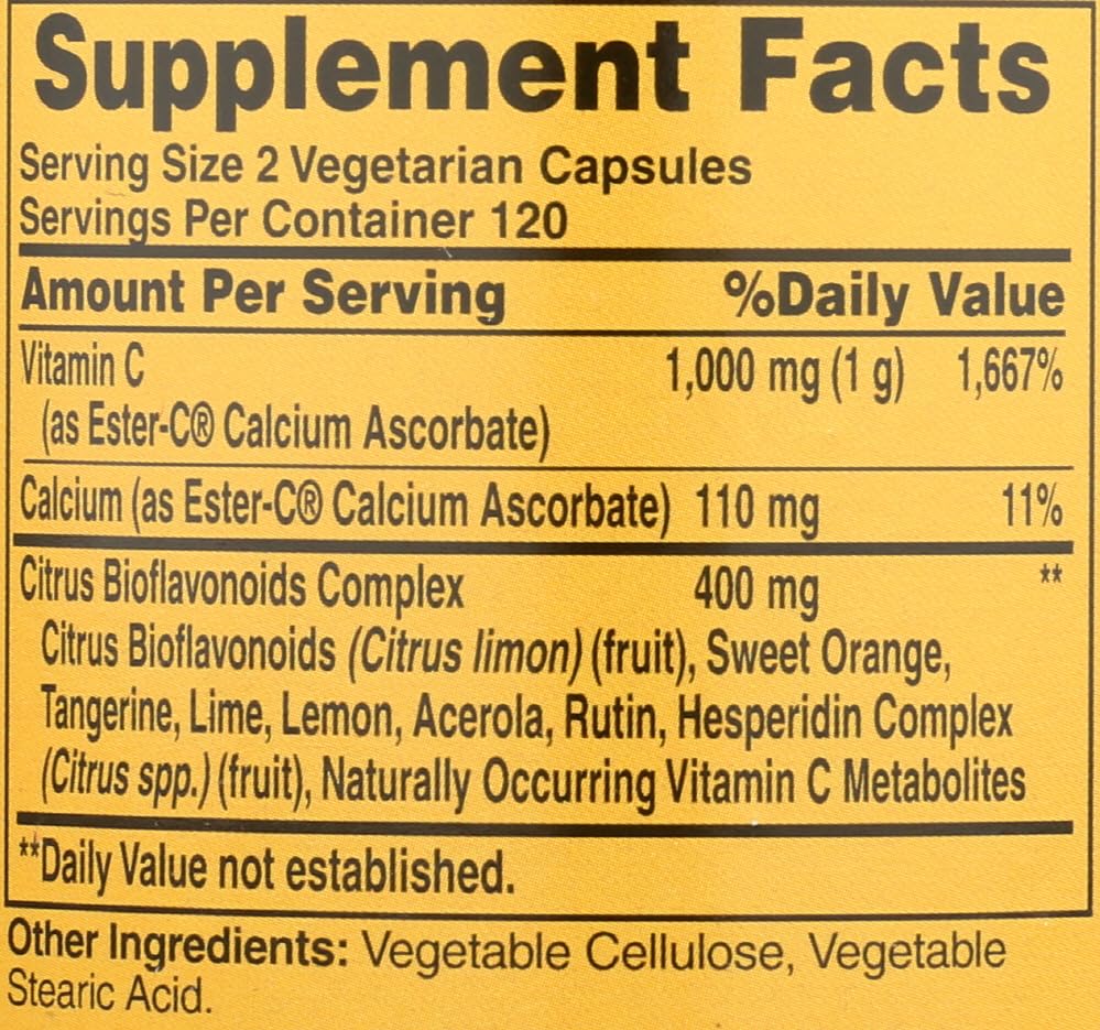 American Health Ester-C 500 with Citrus Bioflavonoids, Vegetarian Capsules, 240 Capsules