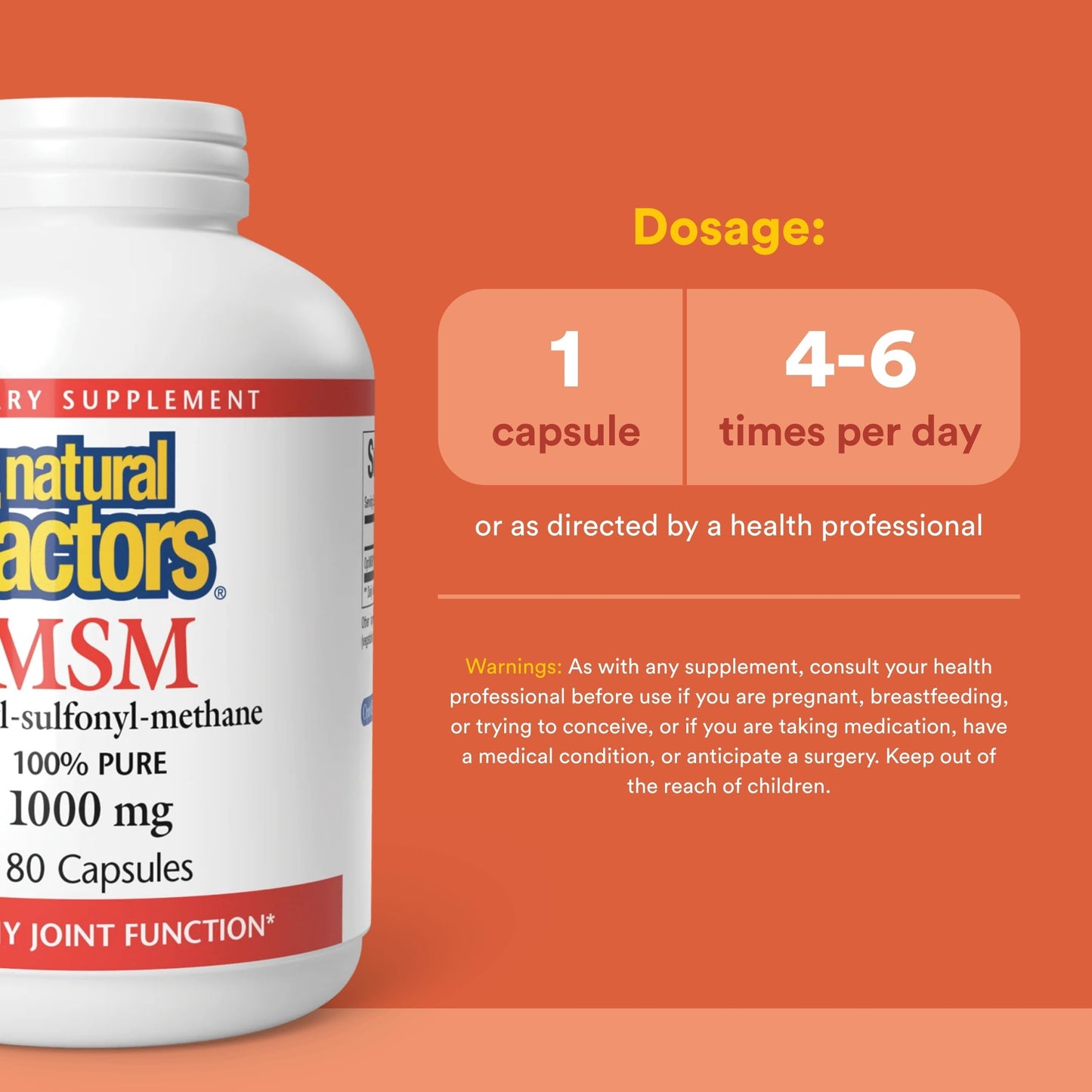 Natural Factors MSM Capsule, 180 Count