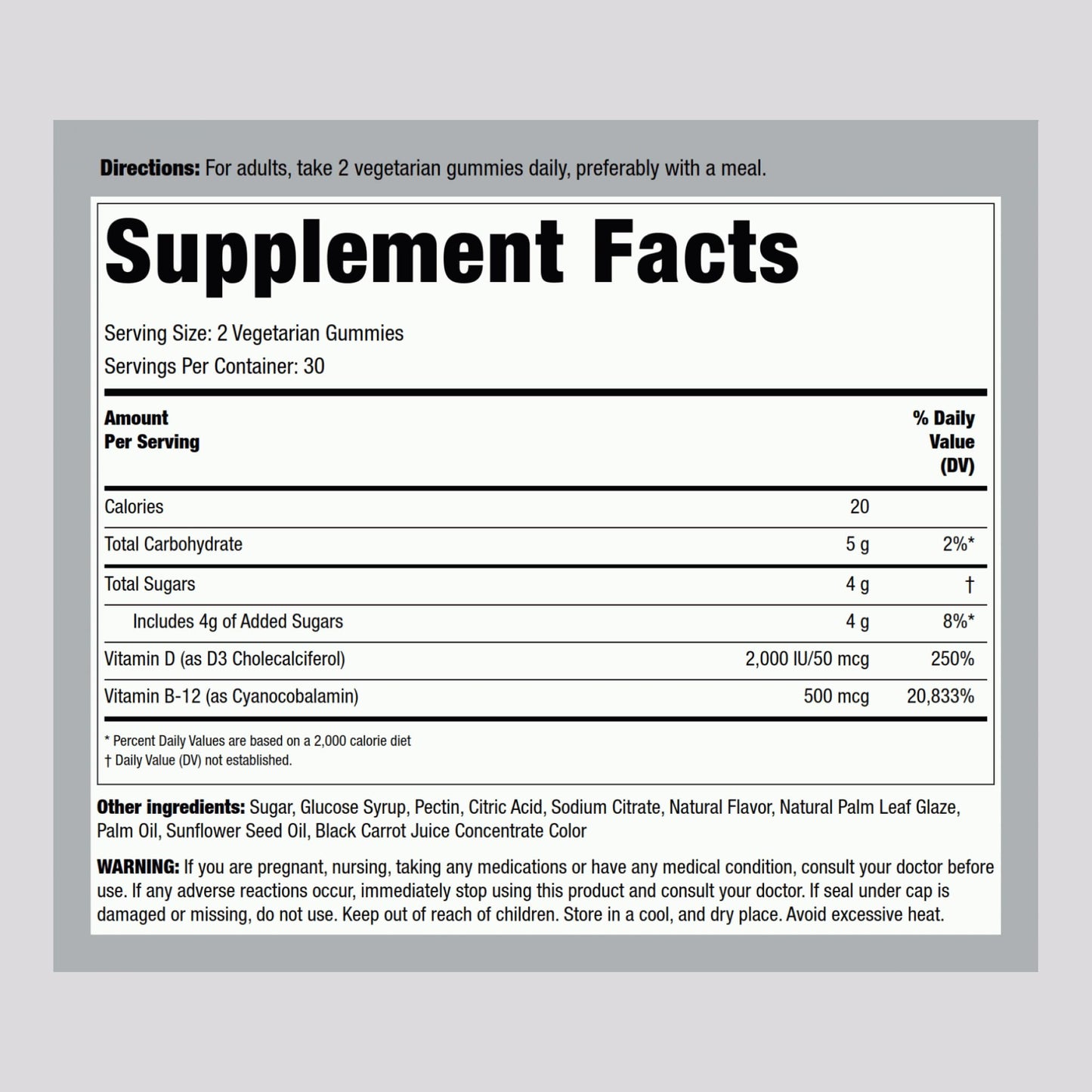 Piping Rock Vitamin D3 and B12 Gummies 60 Count