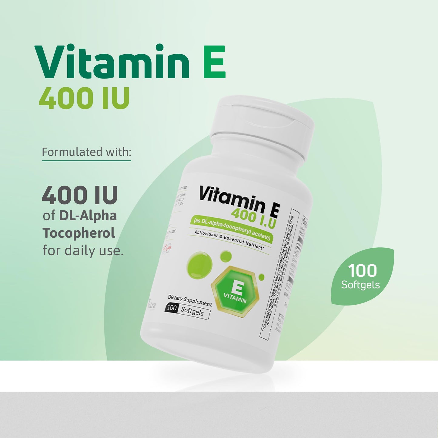 Nutra Nutrition Vitamin E 400 IU Softgels 100 Count