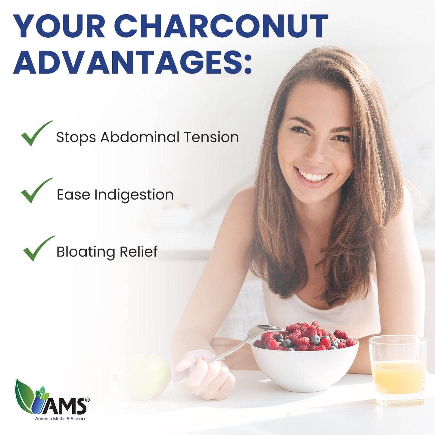 America Medic & Science Charconut 260 mg Activated Charcoal Capsule, 100 Capsules