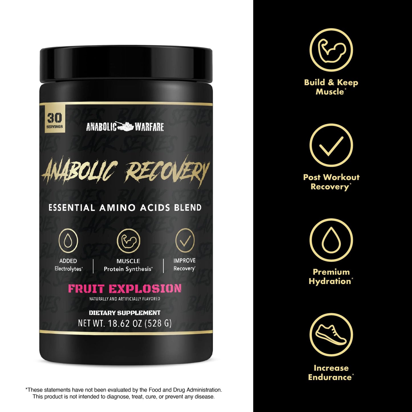 Anabolic Warfare Anabolic Recovery Essential Amino Acids Post Workout Recovery Premium Hydration Build Muscle Fruit Explosion Powder 18.7