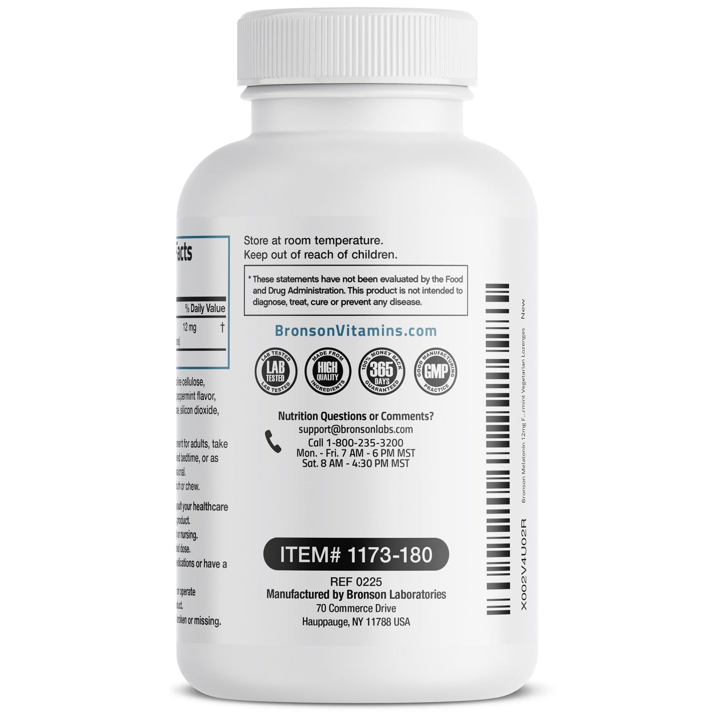 Bronson Melatonin 12 mg Fast Dissolve Sleep Support Lozenges, 180 Count