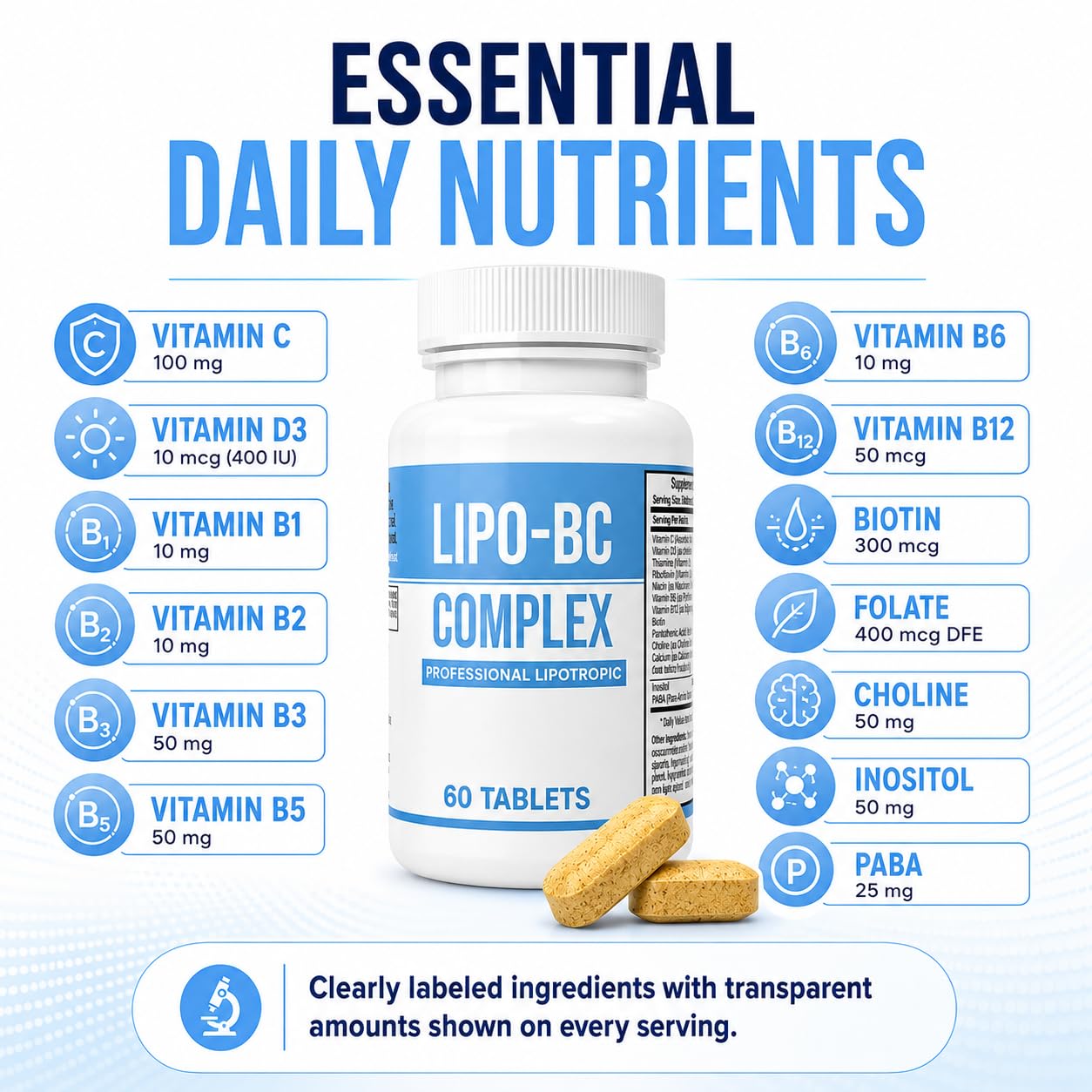 Legere Pharmaceuticals LIPO-BC Vitamin B-Complex Tablets, 120 Tablets