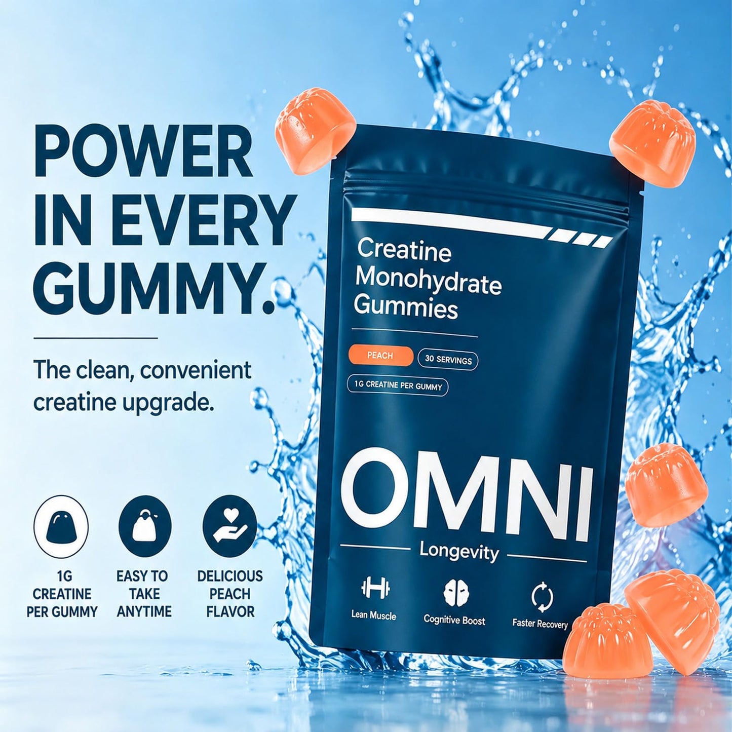 Omni Creatine Gummies Creatine Monohydrate, 90 Count