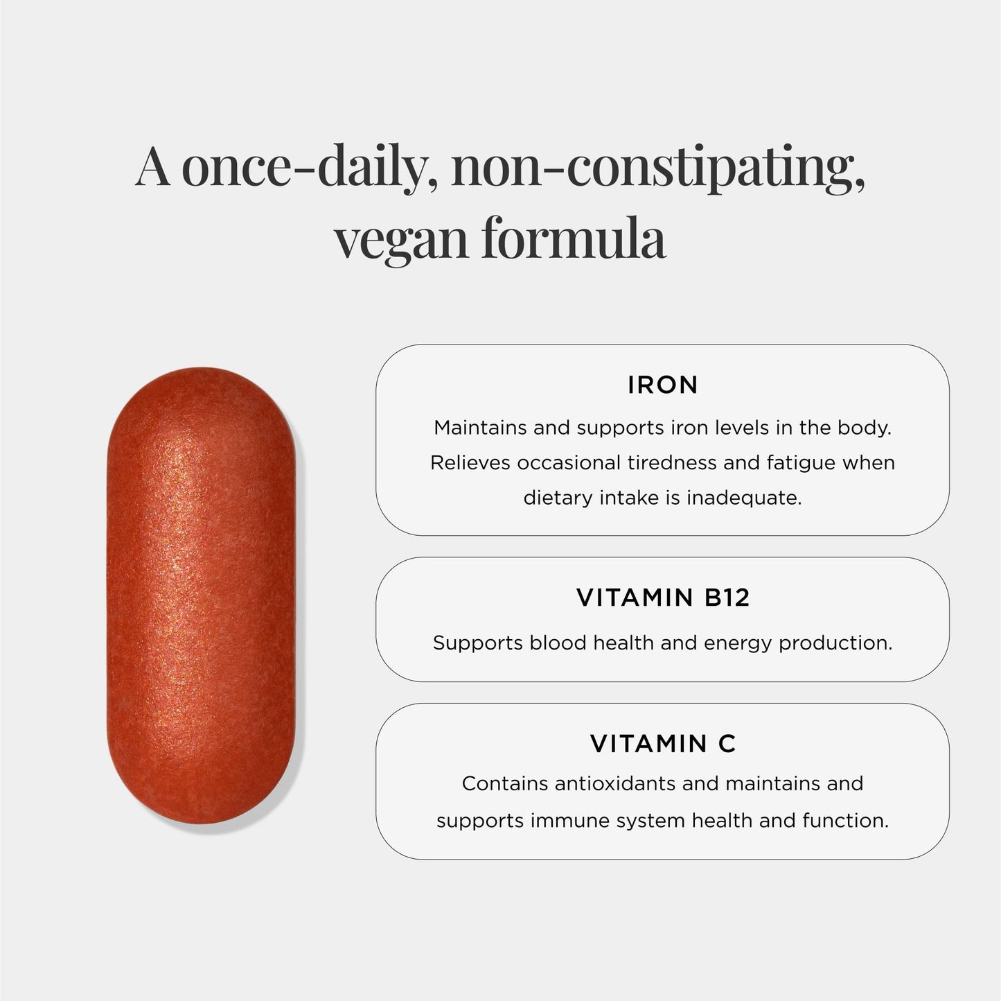 JSHealth Iron Supplement with Vitamin C 30 Tablets