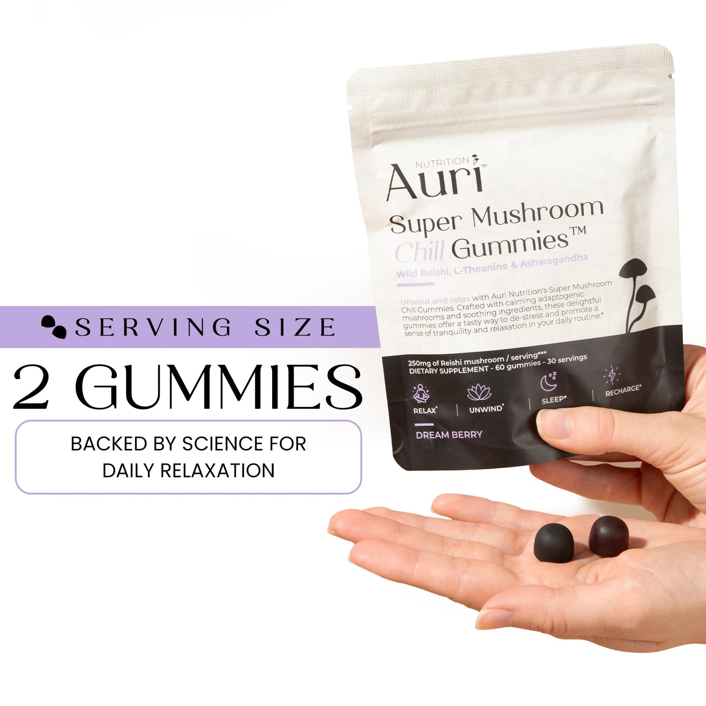 Auri Super Mushroom Chill Gummies, 60 Count