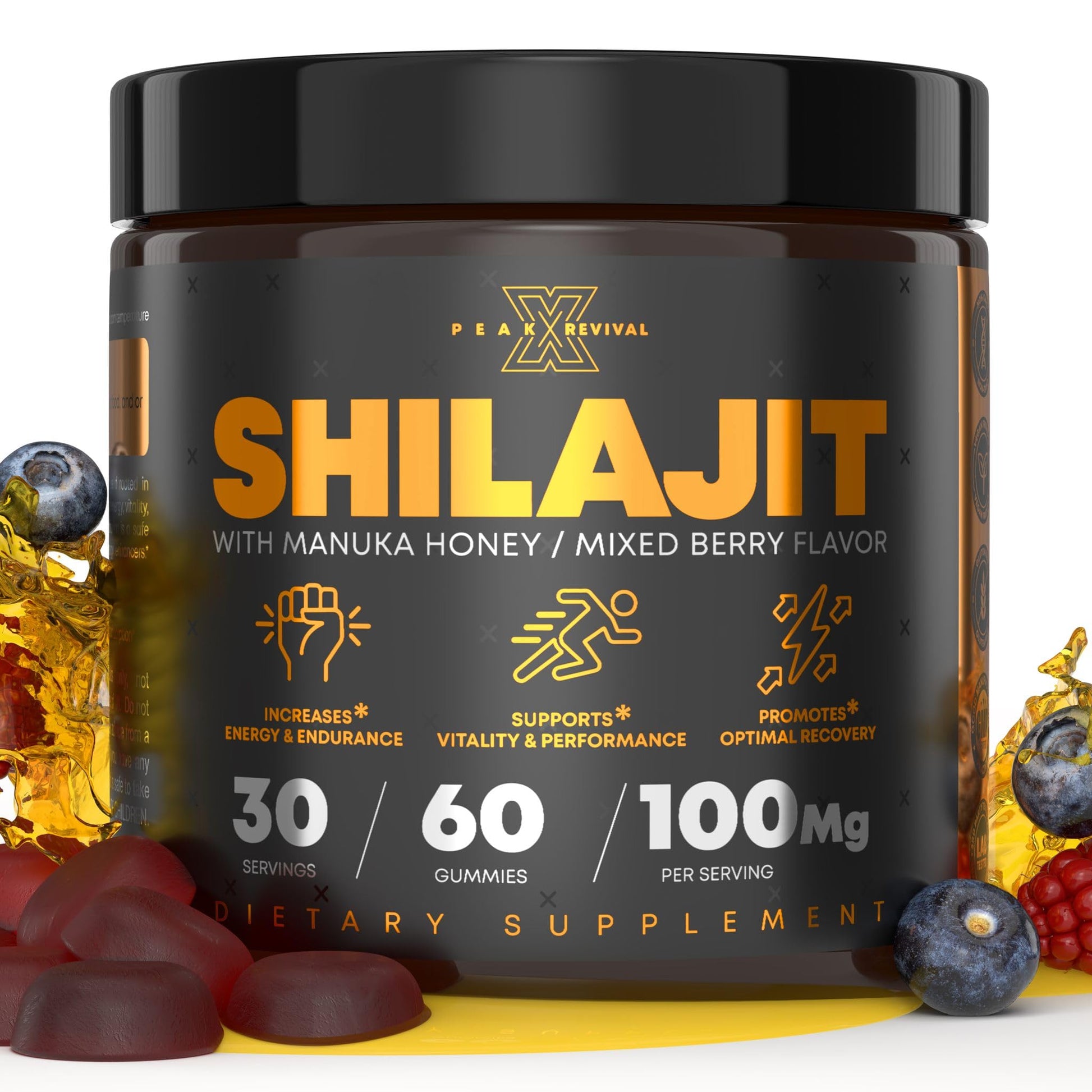 Peak Revival-X Shilajit Gummies with Manuka Honey, 60 Count