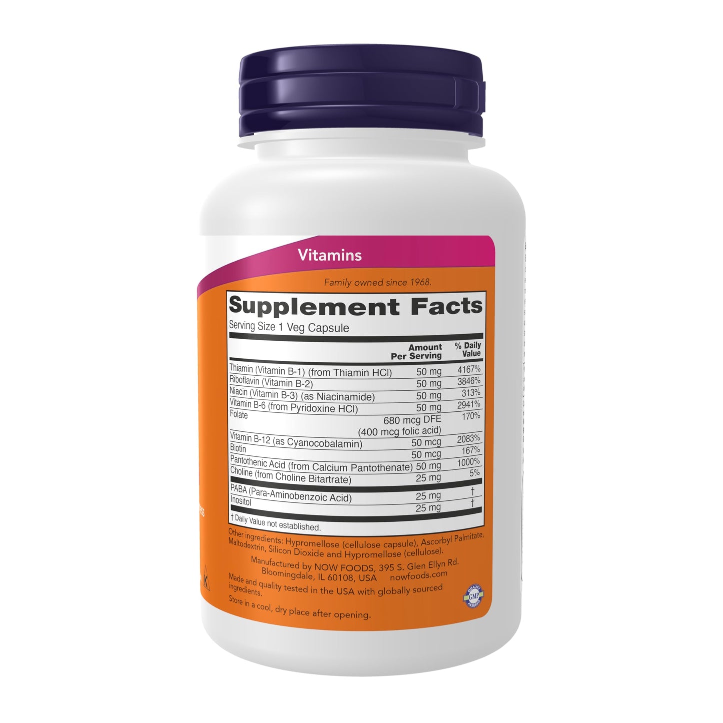 NOW Foods Vitamin B-50 mg Capsules, 100 Count